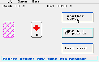 Blackjack atari screenshot